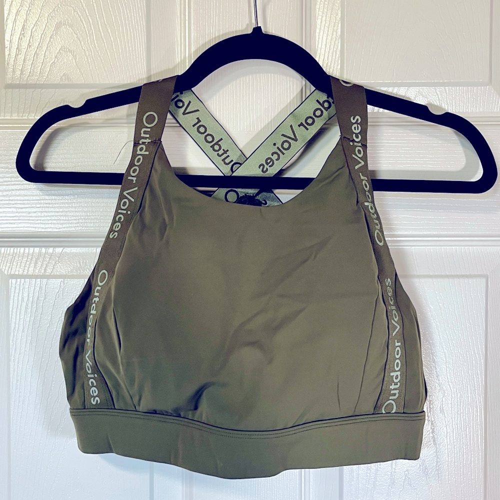 Outdoor Voices Snacks Sports Bra, Olive Green - L